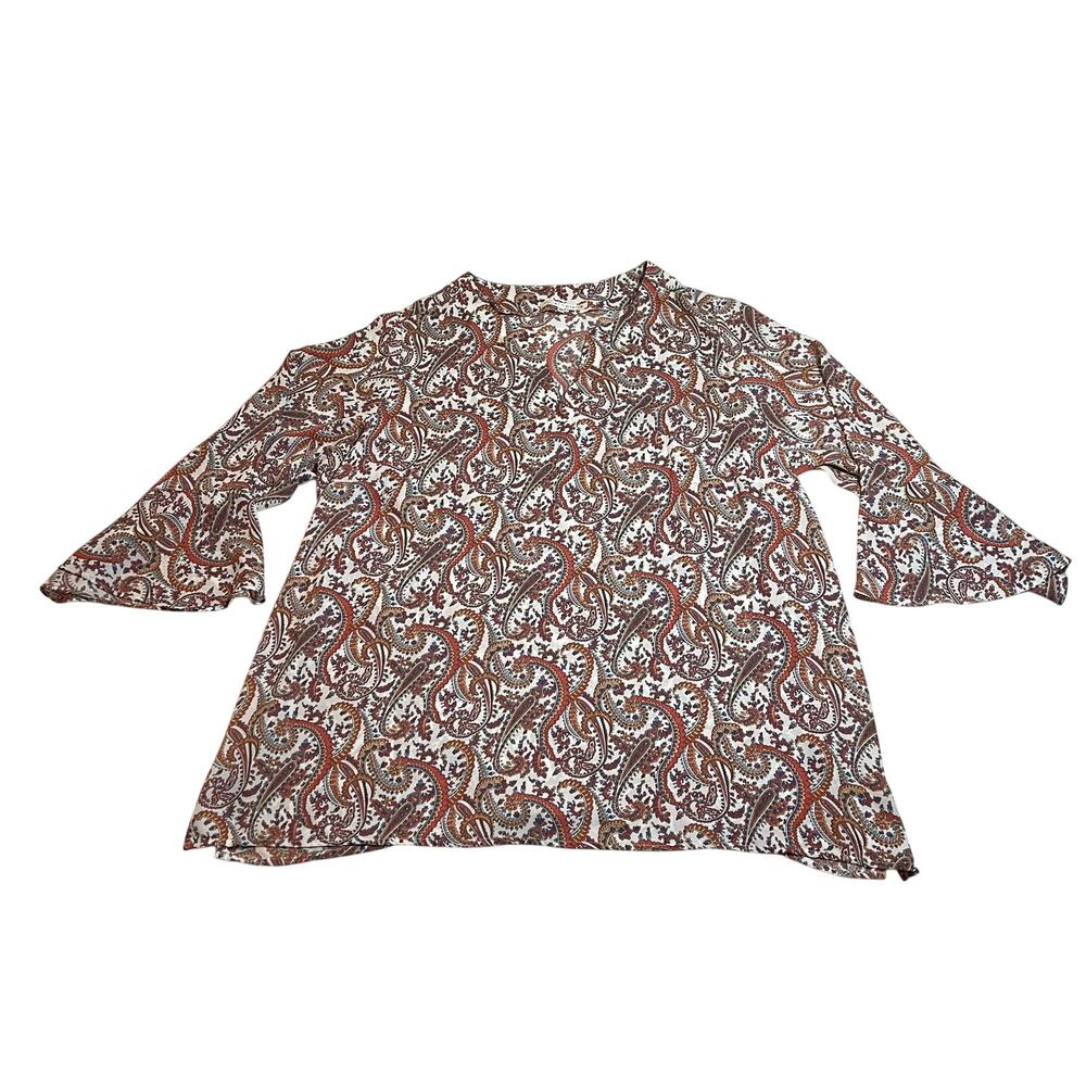 Violet + Claire Split Neck Paisley Print Blouse Size 2X Prairie Boho Cottagecore